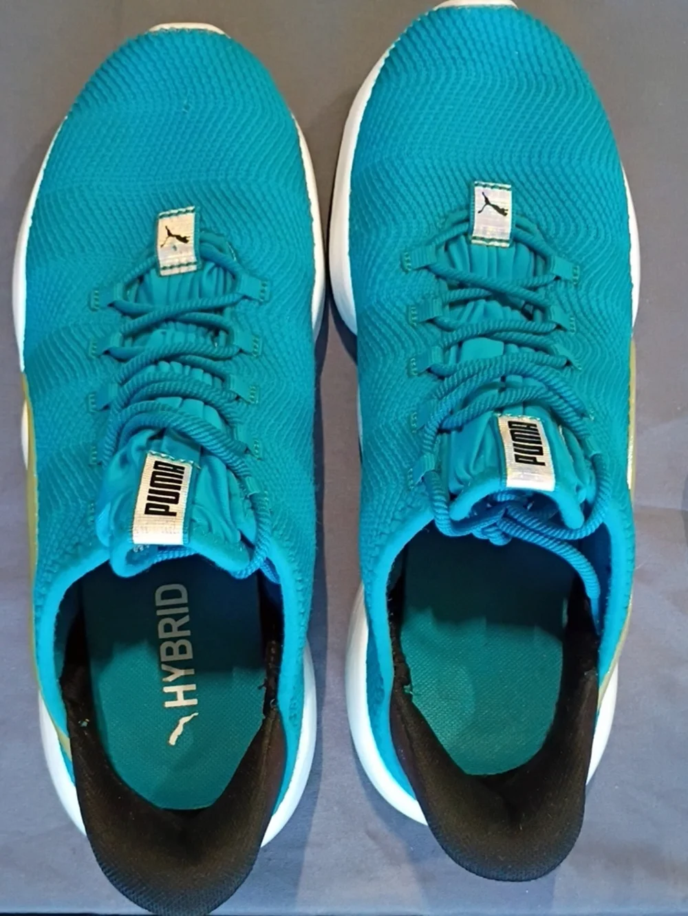 Puma Teal Knit Lace-Up Sneakers